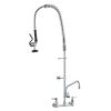VEVOR Commercial Faucet with Pre-Rinse Sprayer, 44" Height, 8" Center, 12" Swing Spout, Wall Mount Kitchen Sink Faucet