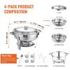 VEVOR Chafing Dish Buffet Set, 6 Qt 4 Pack, Stainless Steel Chafer with Full Size Pan