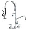 VEVOR Commercial Faucet with Pre-Rinse Sprayer, 25" Height, 8" Center, 12" Swing Spout, Wall Mount Kitchen Sink Faucet
