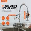 VEVOR Commercial Faucet with Pre-Rinse Sprayer, 25" Height, 8" Center, 12" Swing Spout, Wall Mount Kitchen Sink Faucet