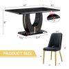 Table and chair set.63"W x 37"D x 30"H Black Marble MDF DiningTable Set with 4 Black PU Chairs with gold metal legs.Bring a comfortable home experienc