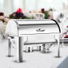 SOGA 2X 4.5L Dual Tray Stainless Steel Roll Top Chafing Dish Food Warmer