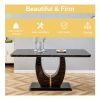 Table and chair set.63"W x 37"D x 30"H Black Marble MDF DiningTable Set with 4 Black PU Chairs with gold metal legs.Bring a comfortable home experienc