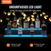 VEVOR LED Lighted Liquor Bottle Display, 2 Tiers 30 Inches, Illuminated Home Bar Shelf with RF Remote & App Control 7 Static Colors 1-4 H Timing