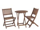 3-Piece Acacia Wood Bistro Set, Wooden Folding Patio Furniture for Garden Backyard Balcony Porch w/ 1 Coffee Table and 2 Foldable Chairs