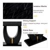 Table and chair set.63"W x 37"D x 30"H Black Marble MDF DiningTable Set with 4 Black PU Chairs with gold metal legs.Bring a comfortable home experienc