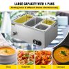 VEVOR 110V Commercial Food Warmer 2x1/3GN and 2x1/6GN, 4-Pan Stainless Steel Bain Marie 14.8 Qt Capacity, 1500W Steam Table 15cm/6inch Deep