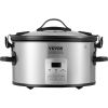 VEVOR Slow Cooker, 6QT 240W Electric Slow Cooker Pot with 3-Level Heat Settings, Digital Slow Cookers with 20 Hours Max Timer, Locking Lid