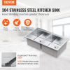 VEVOR Kitchen Sink, 304 Stainless Steel Drop-In Sinks, Undermount Double Bowls Basin with Ledge and Accessories