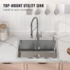 VEVOR Kitchen Sink, 304 Stainless Steel Drop-In Sinks, Top Mount Single Bowl Basin with Accessories(Pack of 2)