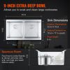 VEVOR Kitchen Sink, 304 Stainless Steel Drop-In Sinks, Undermount Double Bowls Basin with Ledge and Accessories