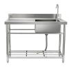 VEVOR Stainless Steel Utility Sink, Free Standing Single Bowl Commercial Kitchen Sink Set w/Workbench