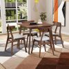 (1 Table with 4 Chairs)Wooden Dining Table Set, Modern Simple Design Square Kitchen Table and Fabric Upholstered Dining Chairs for Dining Room